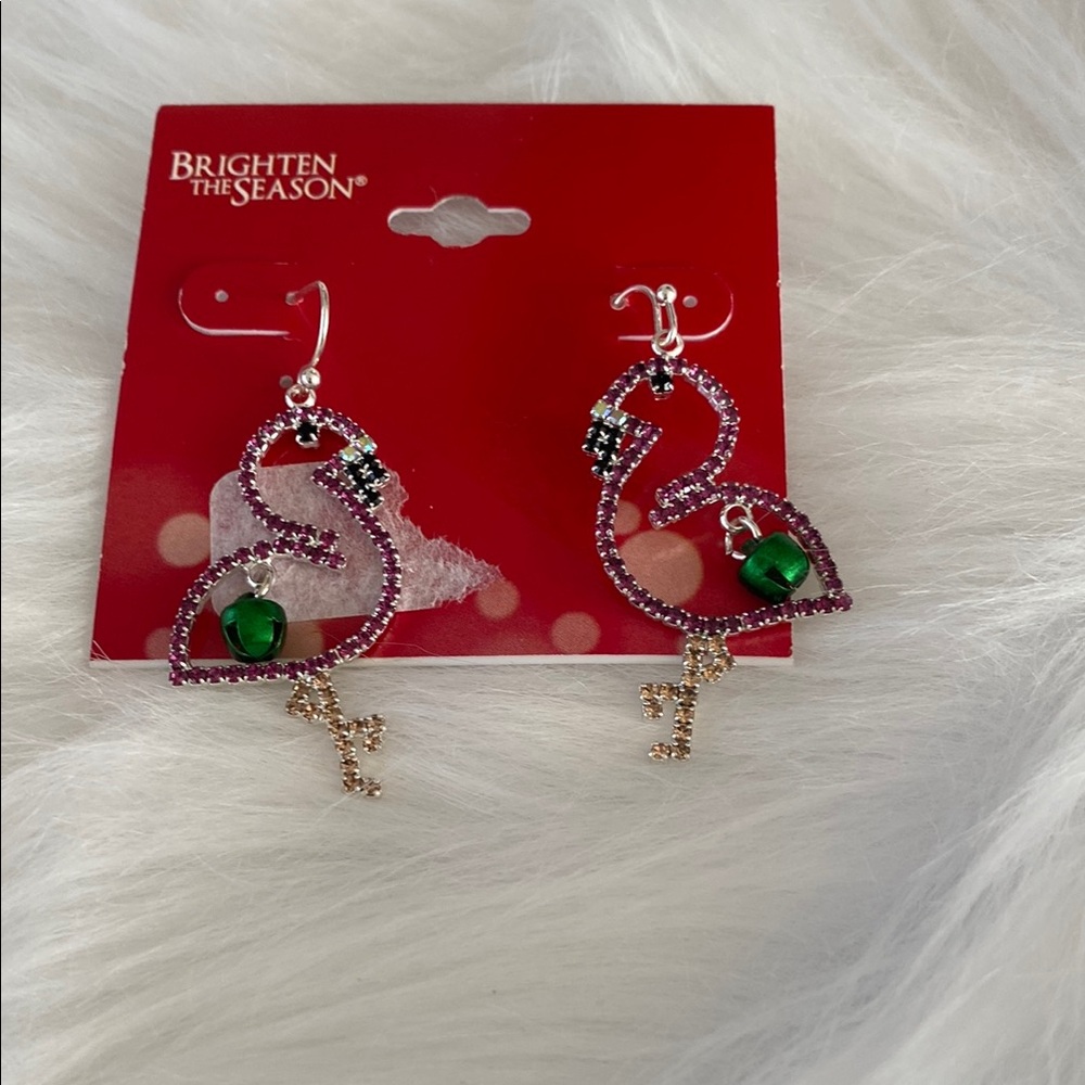 New Green and Gold Flamingo Earrings